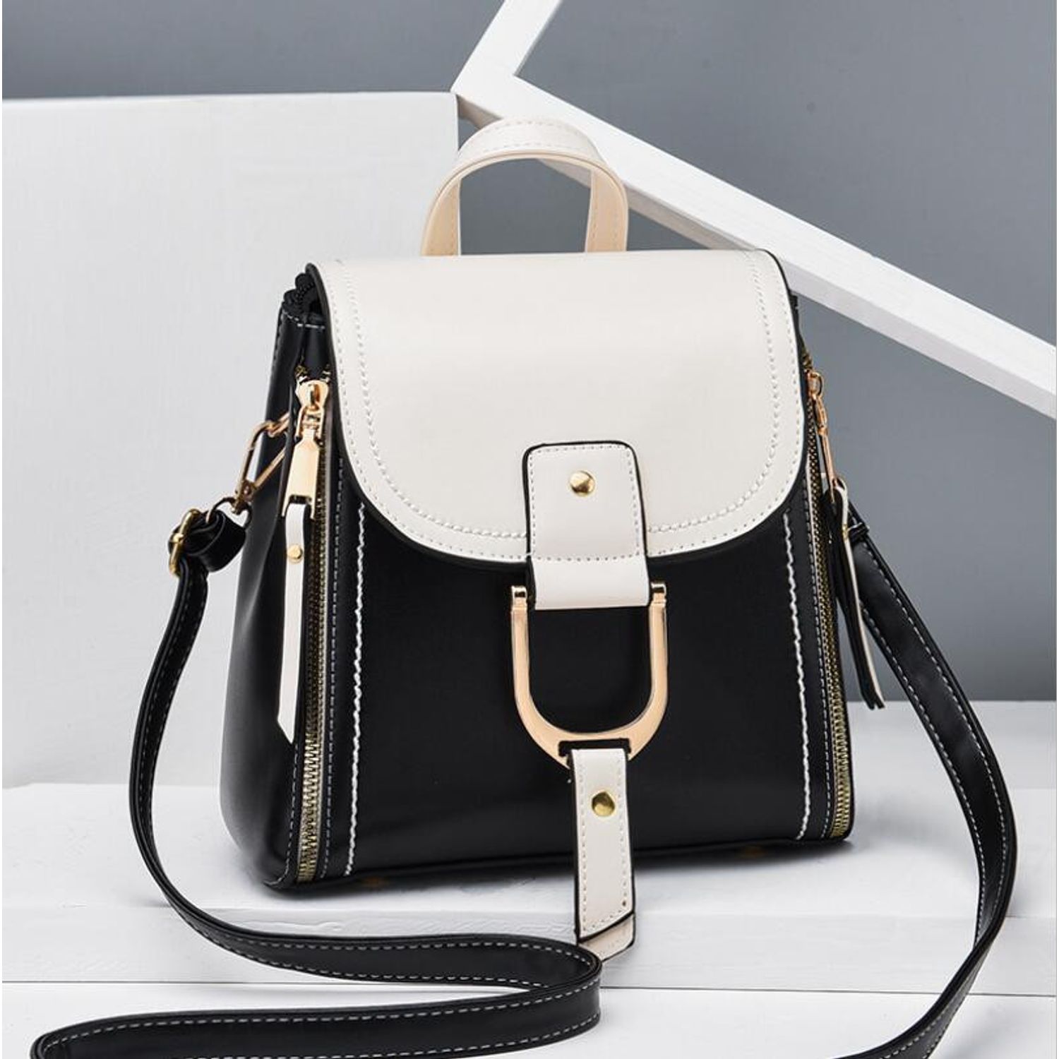 Rucsac dama, Prema GT2275, Negru/Alb fotografia produsului