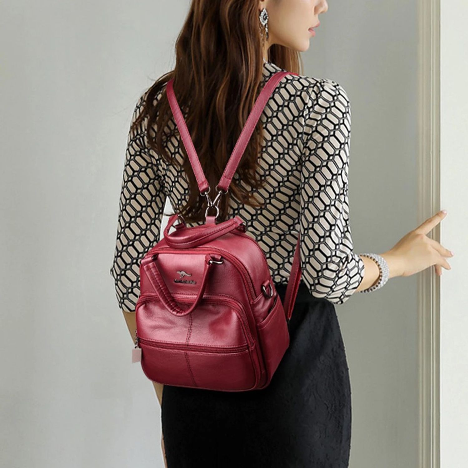 Geanta tip rucsac, Arya GT2259, Rosu fotografia produsului View 2 L