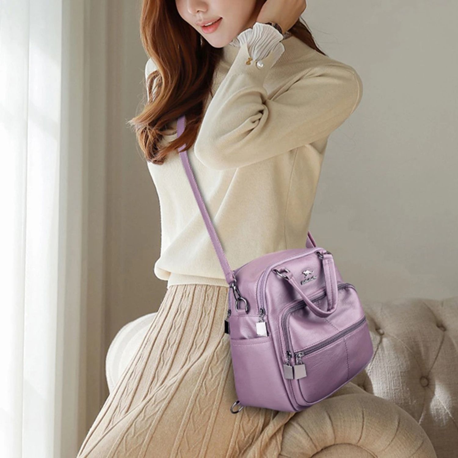 Geanta tip rucsac, Arya GT2258, Mov fotografia produsului View 2 L