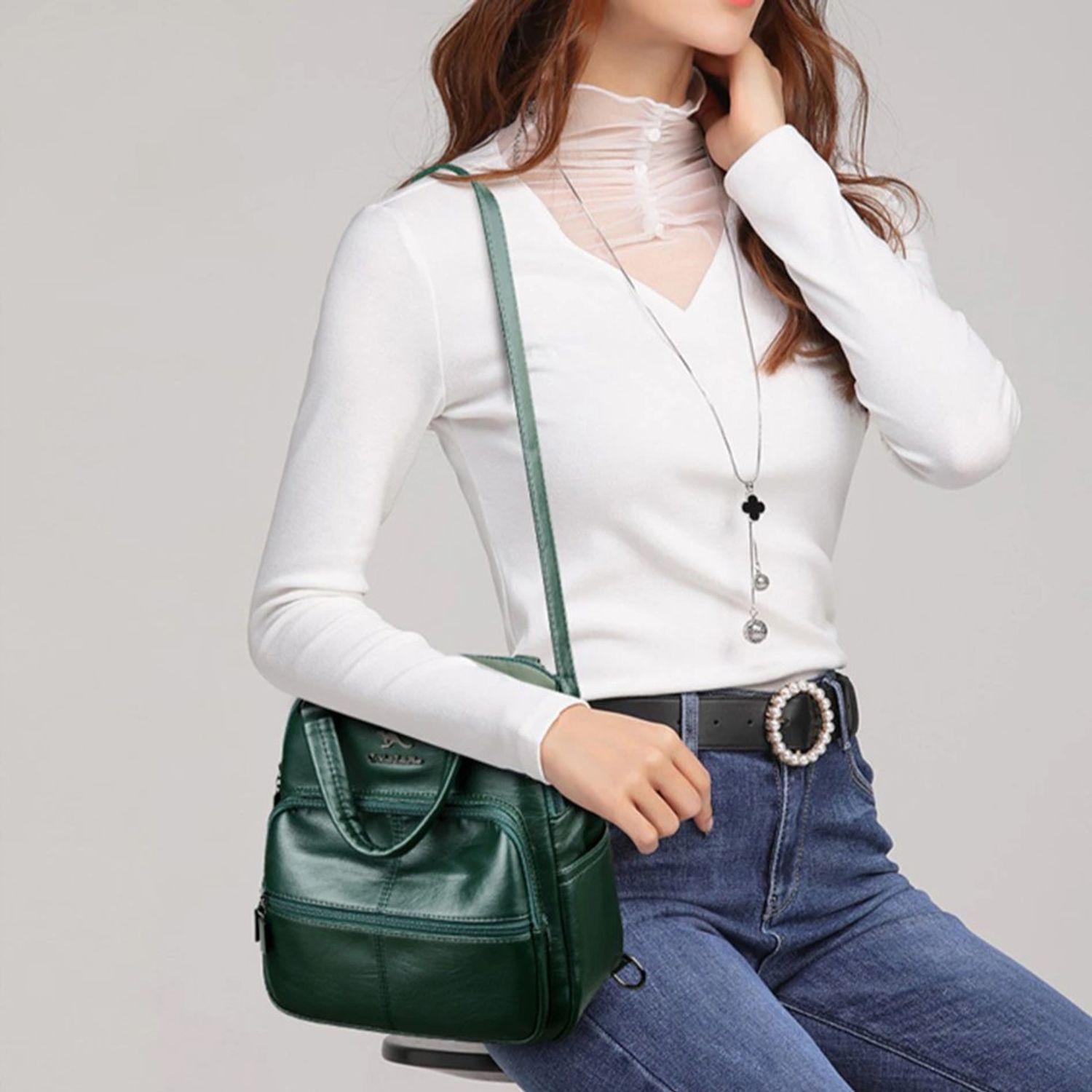 Geanta tip rucsac, Arya GT2257, Verde fotografia produsului View 2 L