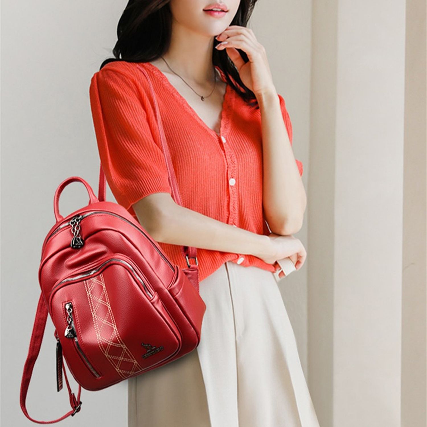 Rucsac dama Ariel GT2254, Rosu fotografia produsului View 5 L