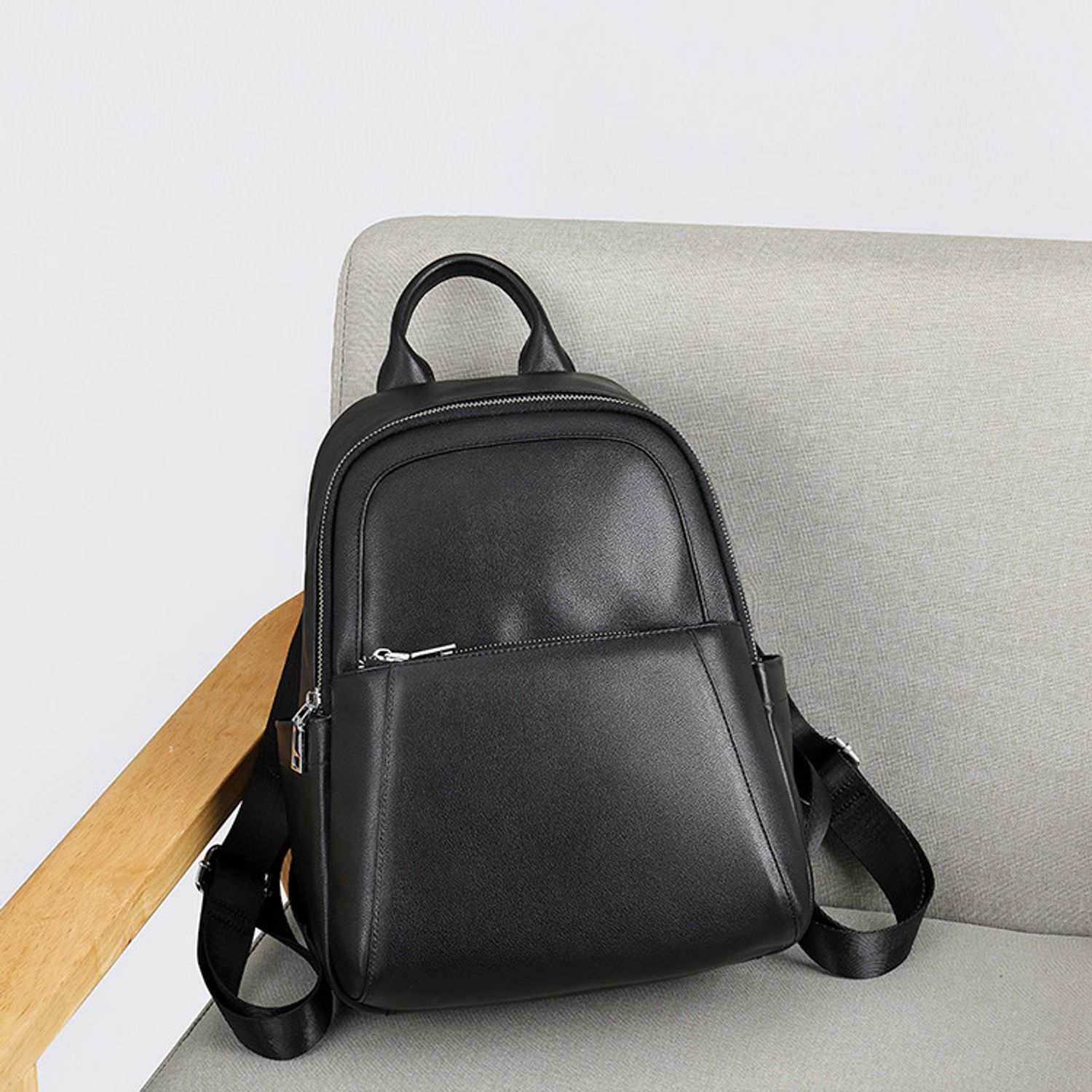 Rucsac dama, Cataluna GT2075, piele naturala, Negru fotografia produsului