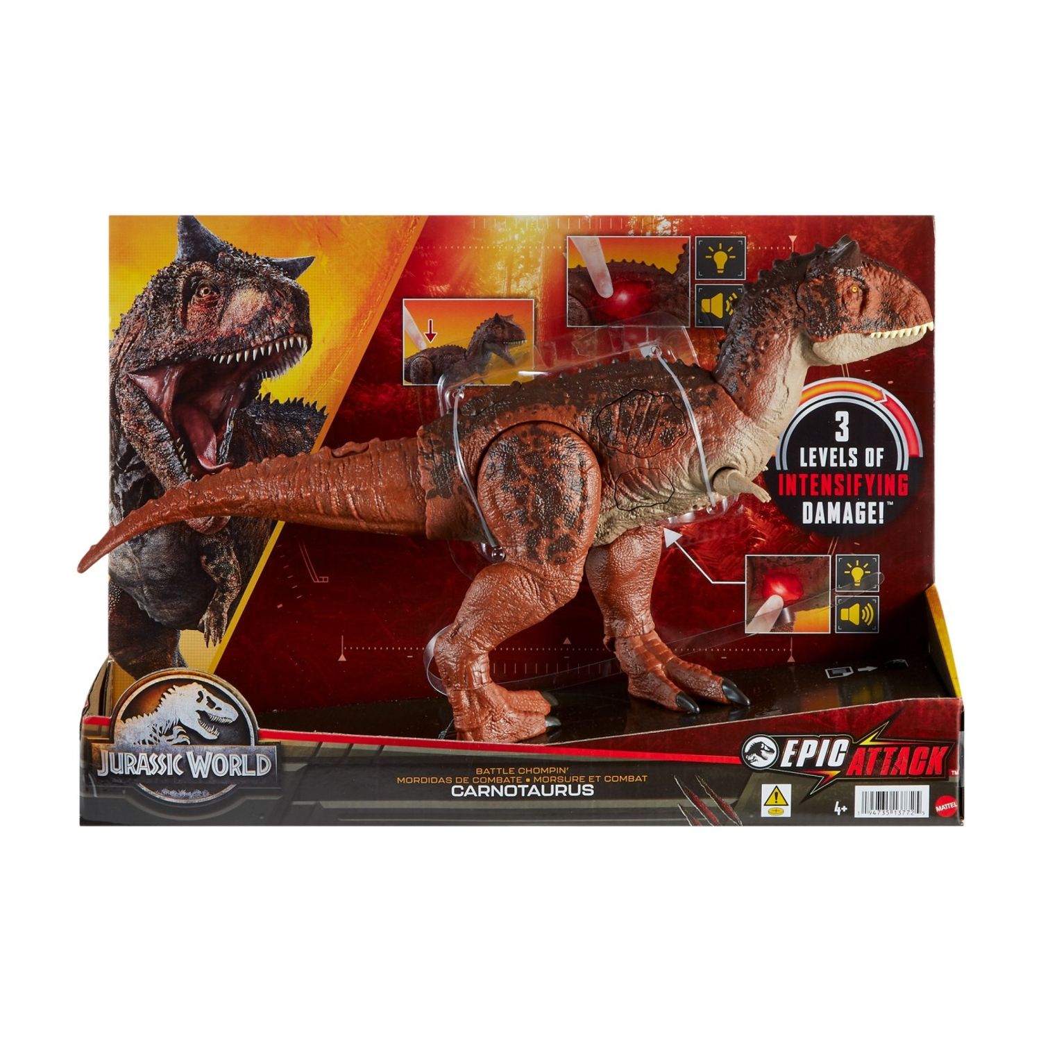 Jurassic World Epic Attack Battle Chompin Dinozaur Carnotaurus fotografia produsului