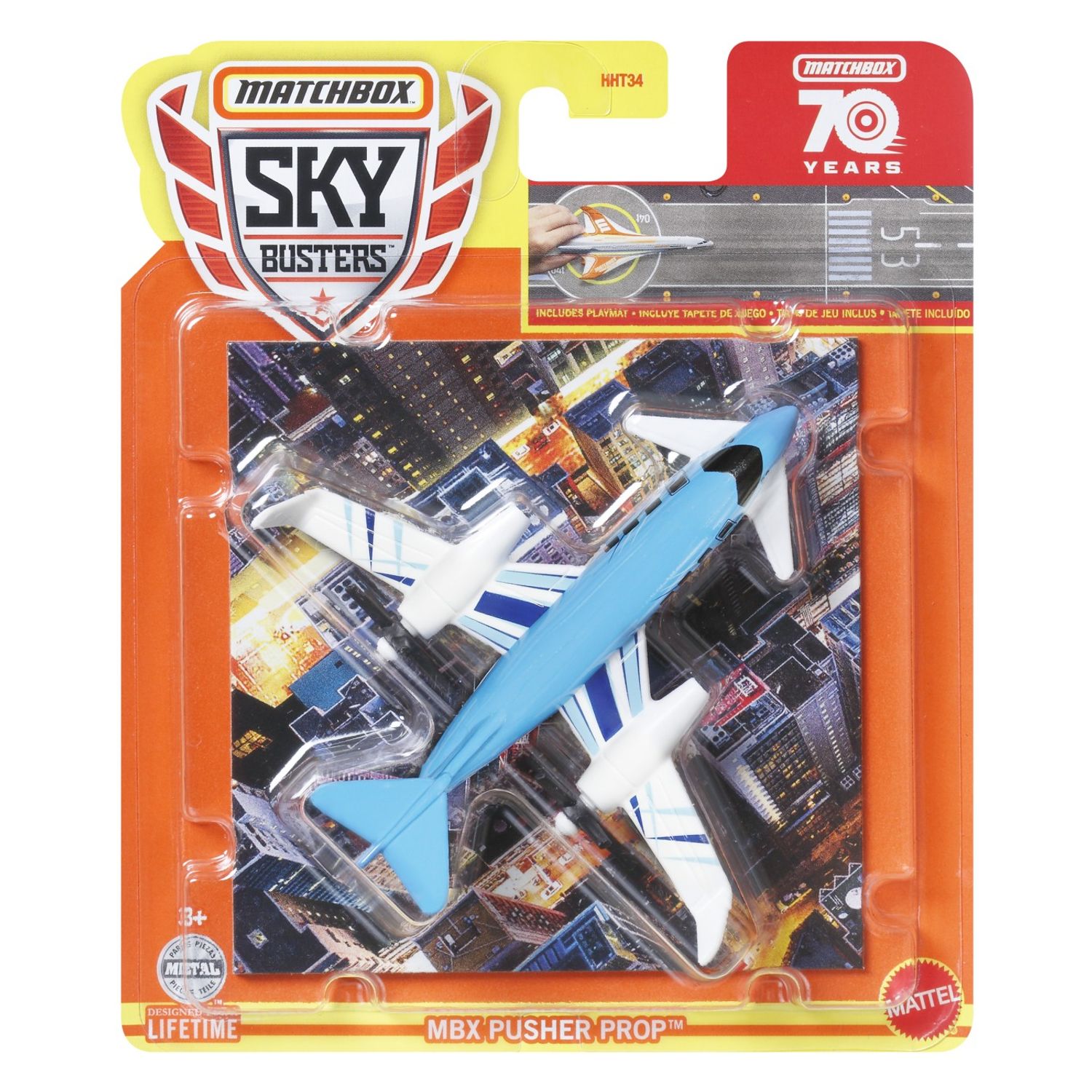 Matchbox Skybusters Set Avion Din Metal Mbx Pusher Prop Si Covoras fotografia produsului