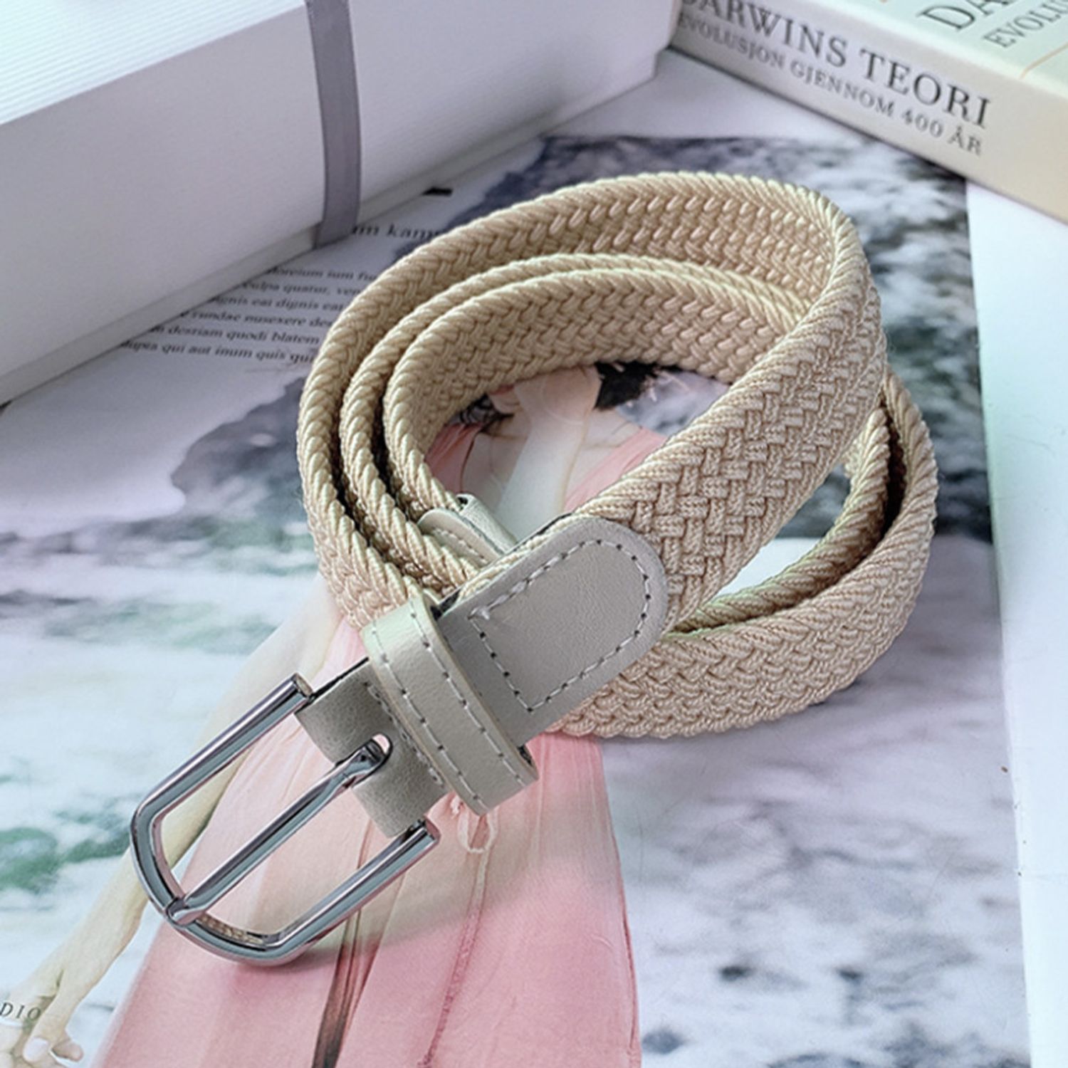 Curea elastica Pufo Sailor pentru barbati 105-125 x 3.5 cm, reglabila, bej fotografia produsului View 7 L
