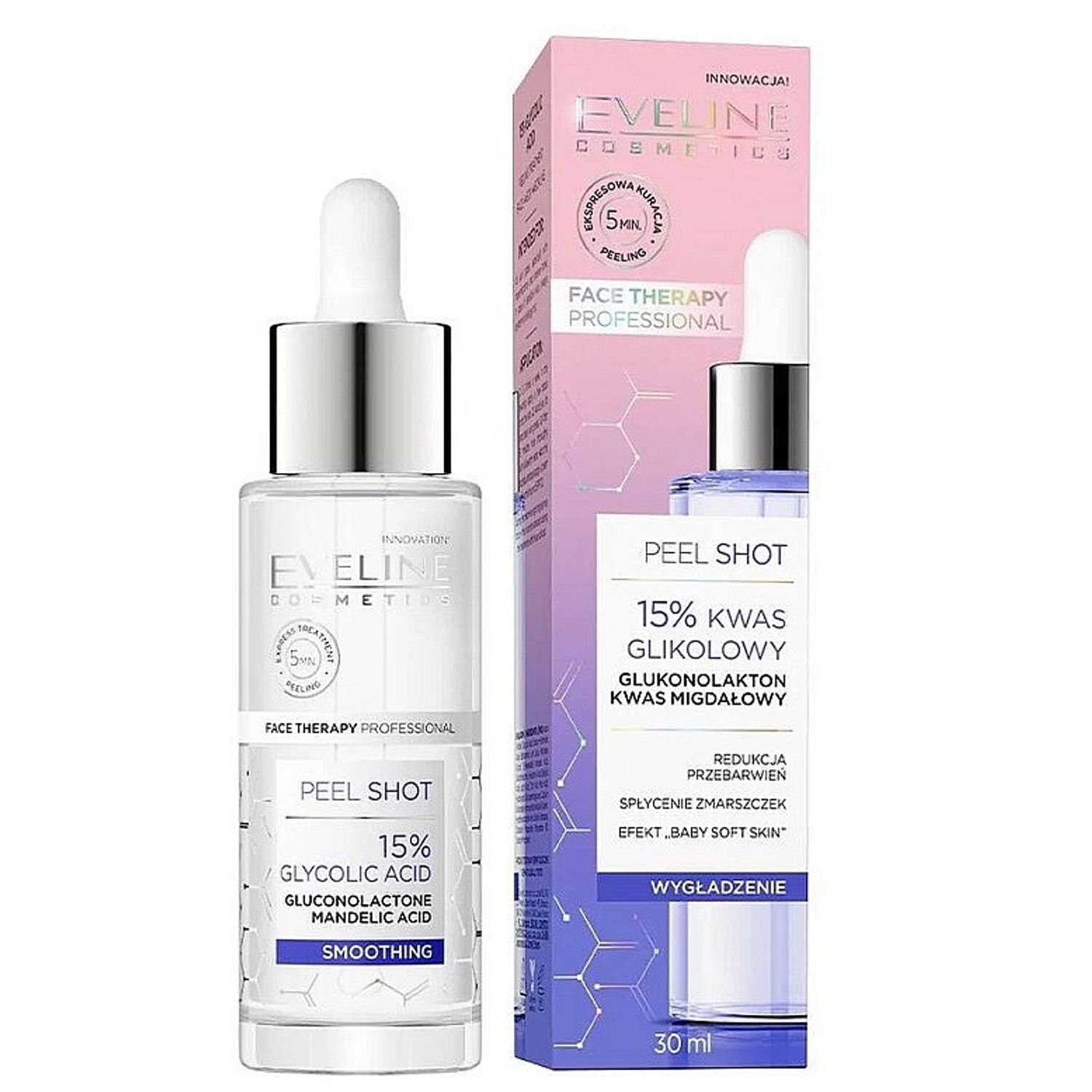 Ser cu acid glicolic 15% Eveline Cosmetics Peel Shot, 30 ml fotografia produsului