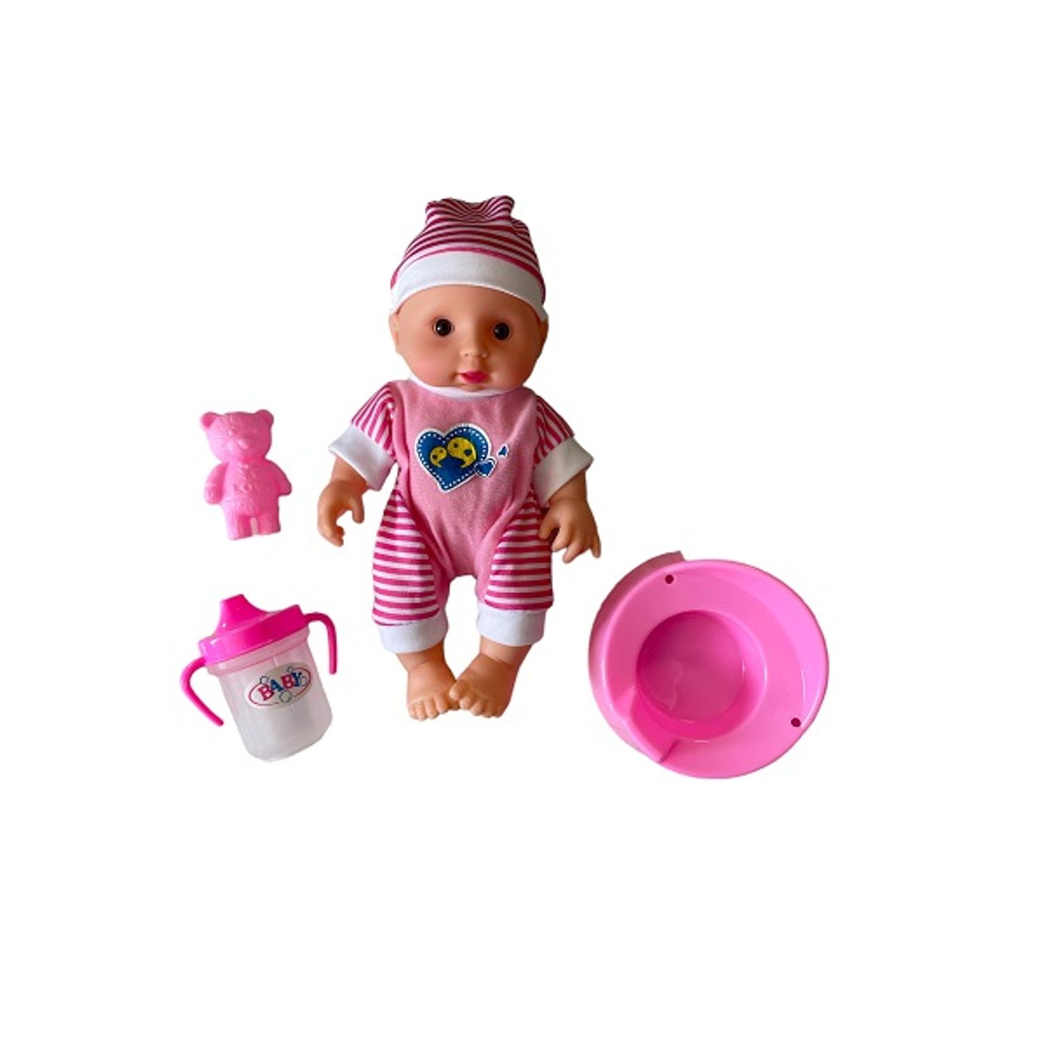 Papusa bebelus 23 cm cu accesorii olita fotografia produsului