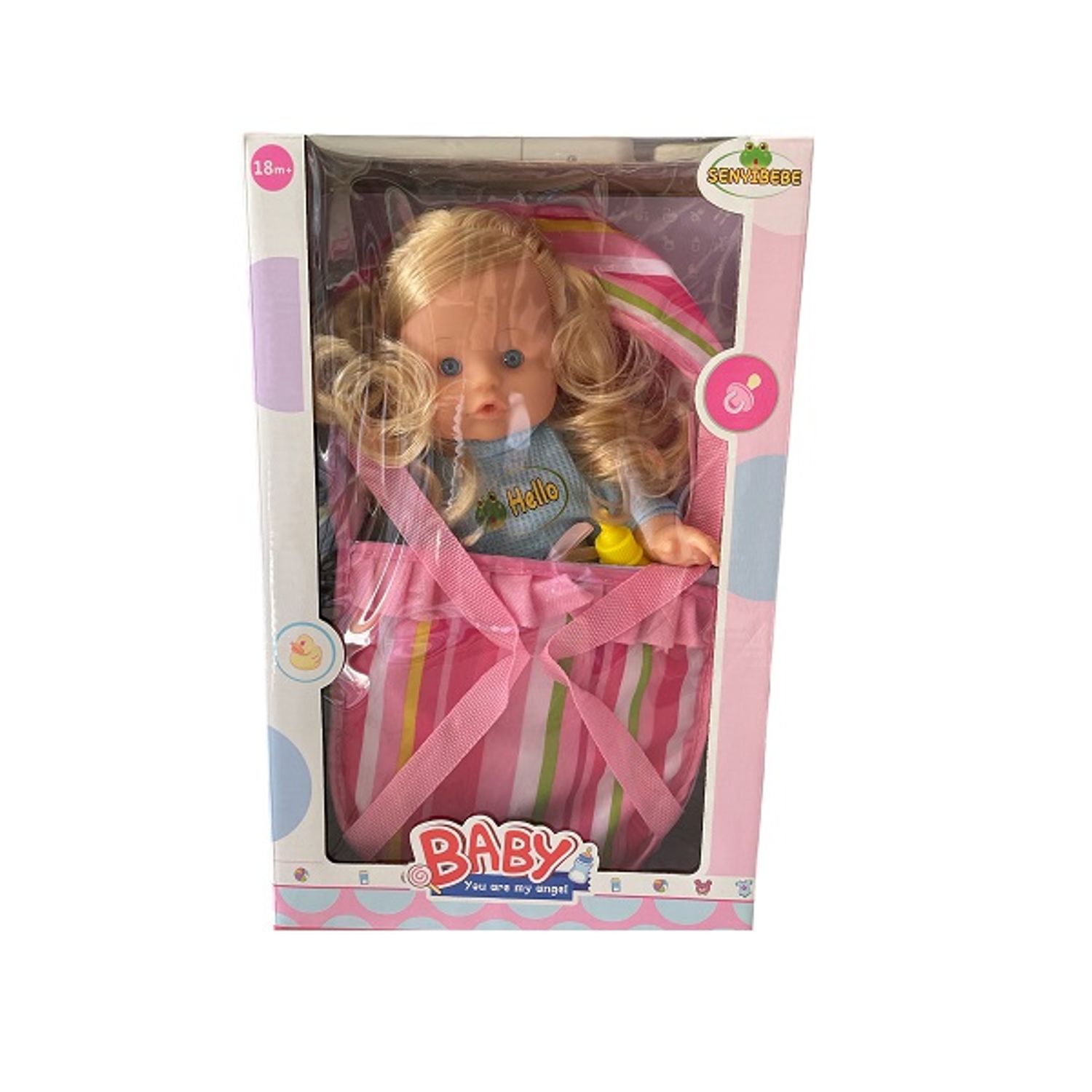 Papusa 32 cm cu portbebe si biberon fotografia produsului View 3 L