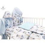 MimiNu-Set 6+1 piese,Include paturica,Prosop,Cearceaf,Husa pentru perna si pilota,Jucarie, Bumbac,Parachutes Blue fotografia produsului