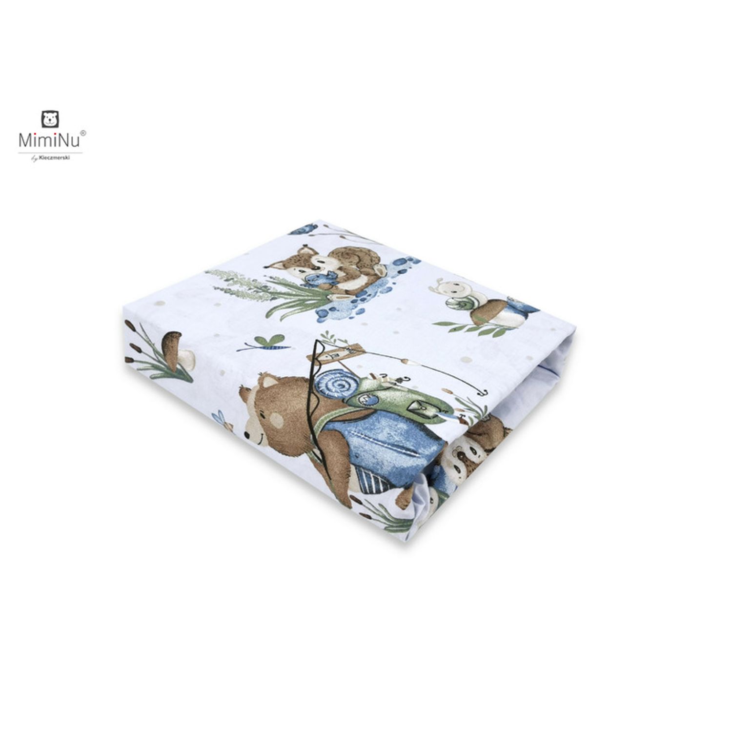 Miminu-Cearceaf cu elastic pentru patut leagan sau patut co-sleeper,90x40 cm,Bumbac,Let's Go Blue fotografia produsului