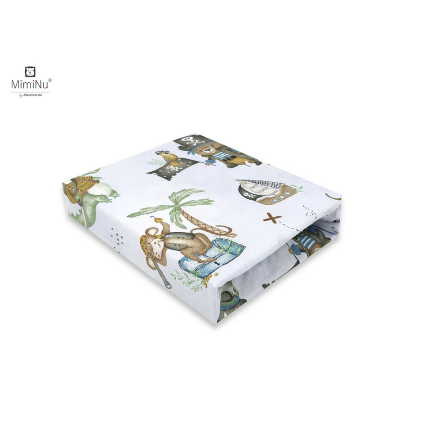 Miminu-Cearceaf cu elastic pentru patut leagan sau patut co-sleeper,90x40 cm,Bumbac,Pirates Blue fotografia produsului