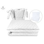 MimiNu - Set lenjerie patut 5 piese  Cu pilota si perna  Din bumbac, Pentru patut 120x60 cm  Mini Gray Stars fotografia produsului