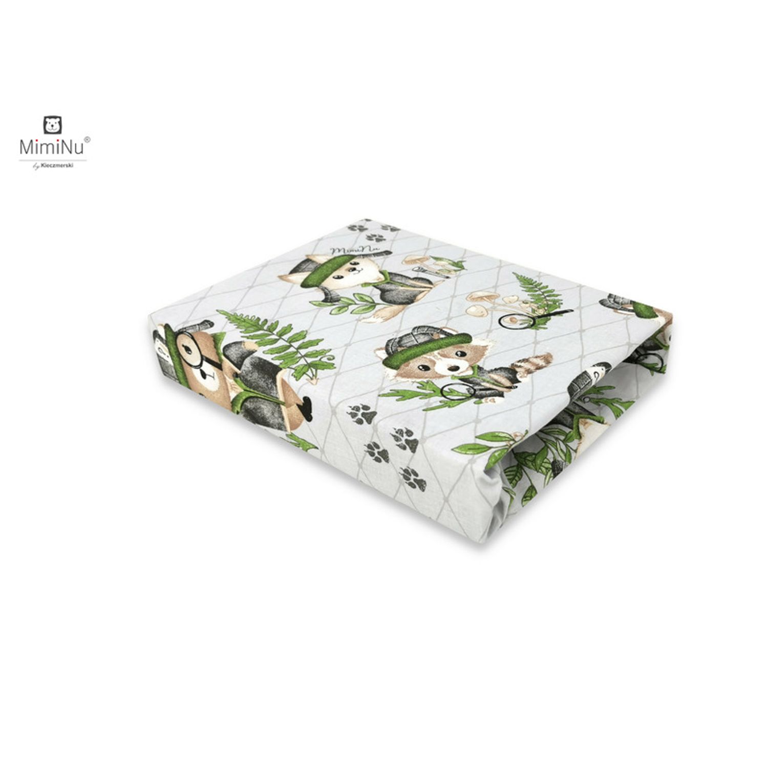 MimiNu - Cearceaf cu elastic pentru patut 140X70 cm  Din bumbac certificat Oeko Tex Standard 100, Detective Natural fotografia produsului