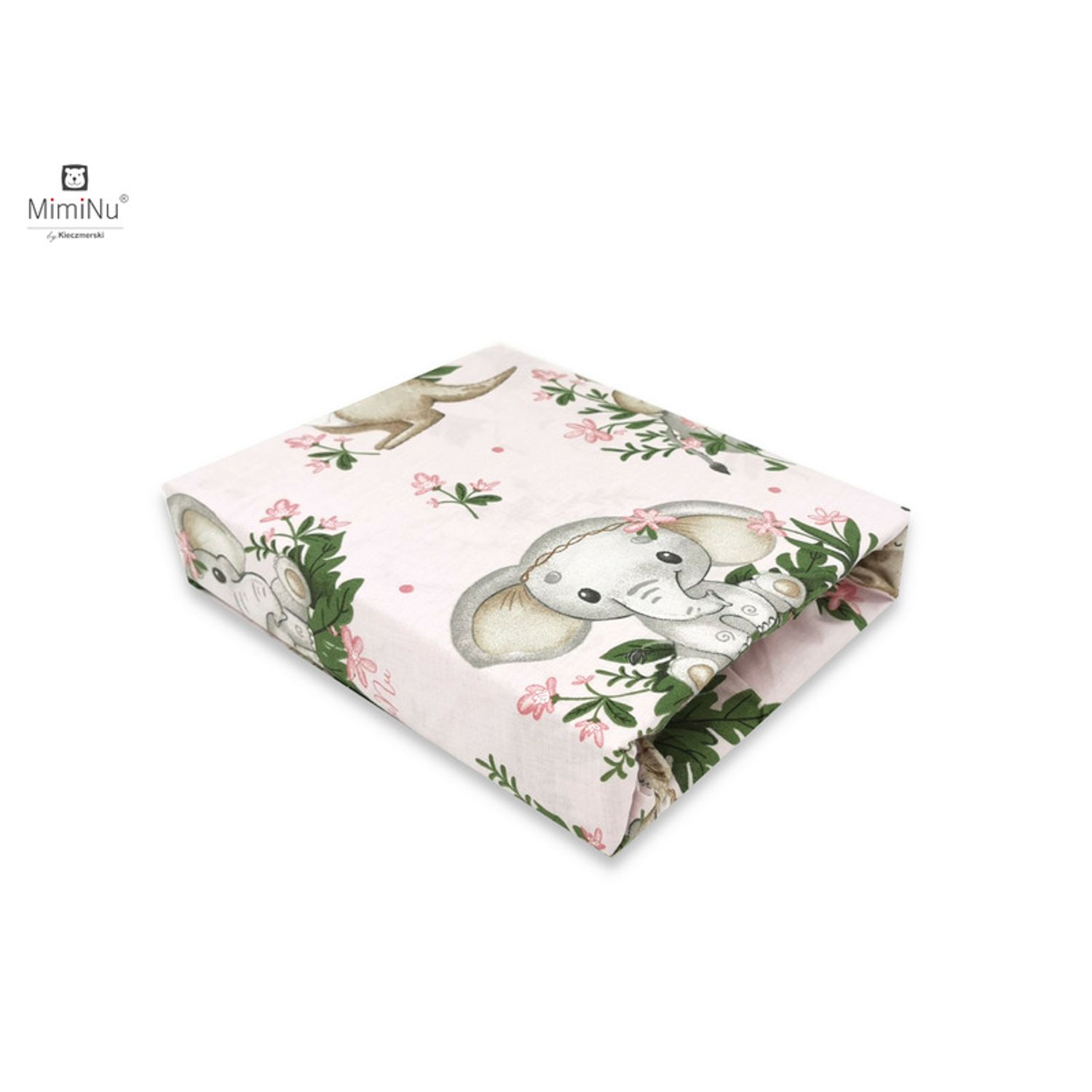 MimiNu - Cearceaf cu elastic pentru patut 140X70 cm  Din bumbac certificat Oeko Tex Standard 100  Design  Baby Animals fotografia produsului