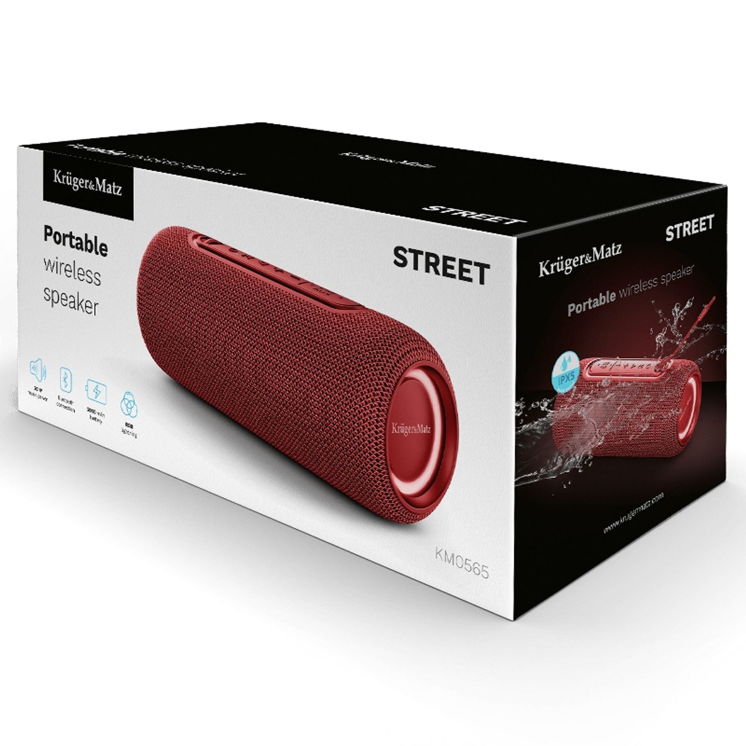 Boxa Portabila Kruger&Matz Street Sound, Conectivitate Bluetooth, USB, Rosu fotografia produsului View 7 L