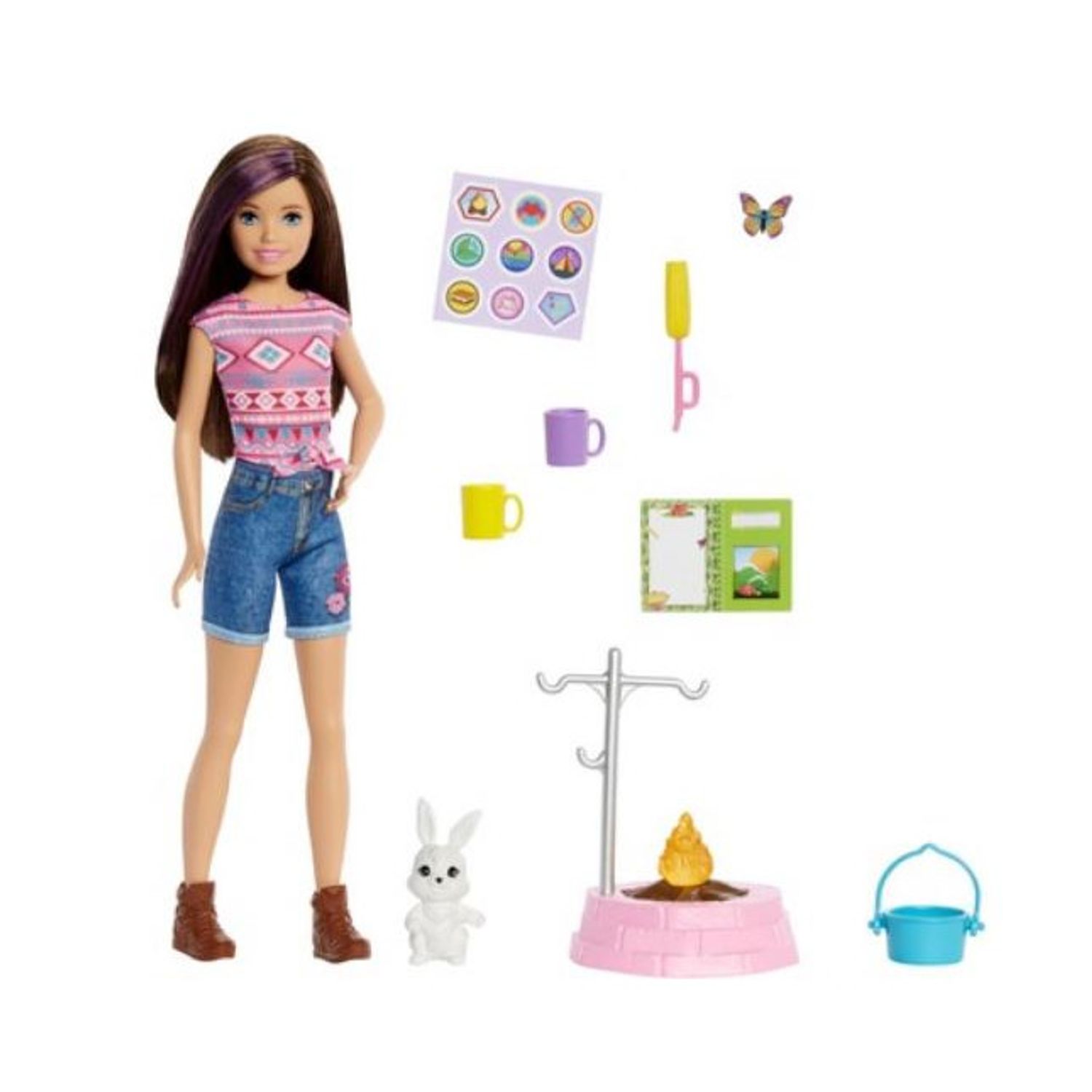 Set de joaca Barbie, Camping Sisters, Skipper cu animal de companie si accesorii fotografia produsului