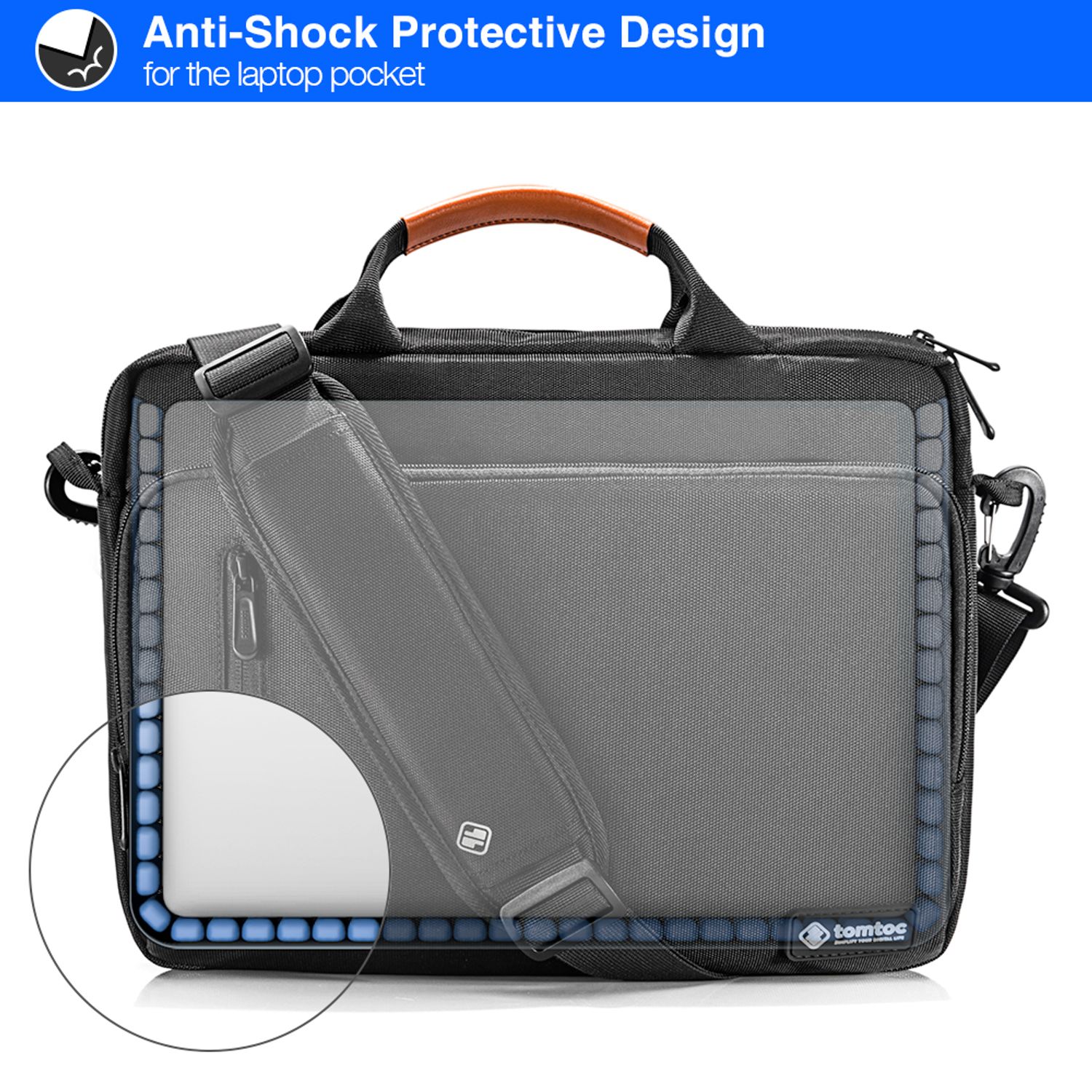 Geanta laptop 14" si documente Tomtoc A43D3D1, curea de umar, Negru fotografia produsului View 4 L
