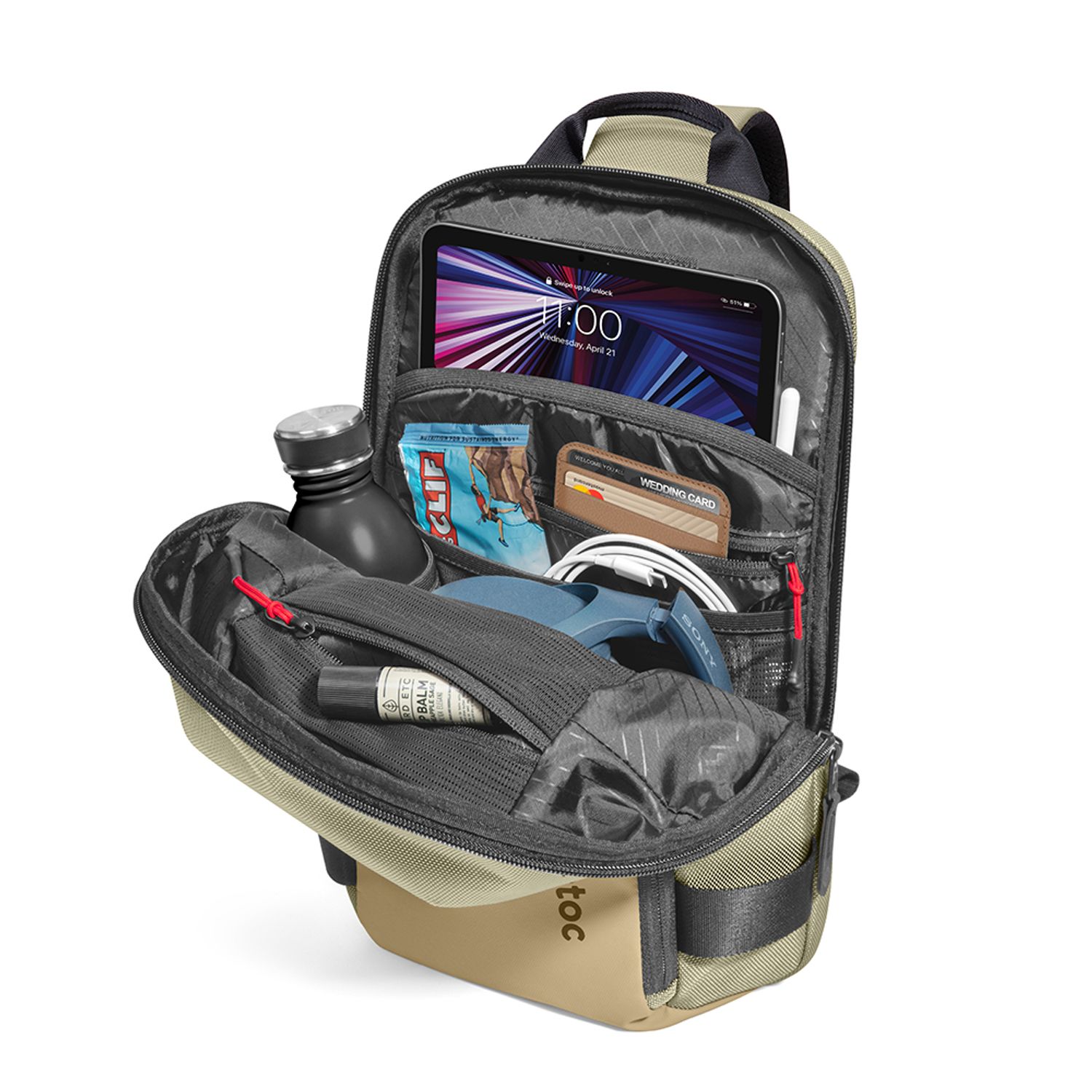Rucsac tableta 11", impermeabil, Tomtoc T24S1K1, 7 litri, Crem fotografia produsului View 3 L