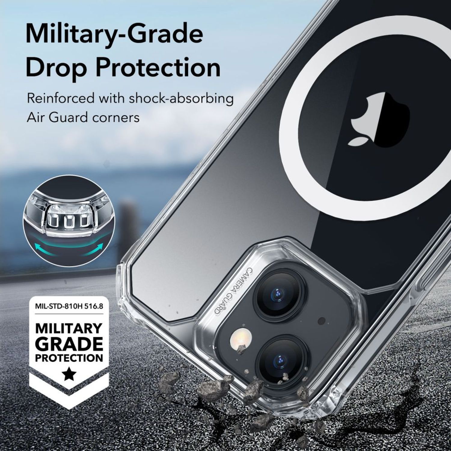 Husa de protectie telefon ESR, Air Armor HaloLock, compatibila cu Apple iPhone 15 Plus, Transparent fotografia produsului View 5 L