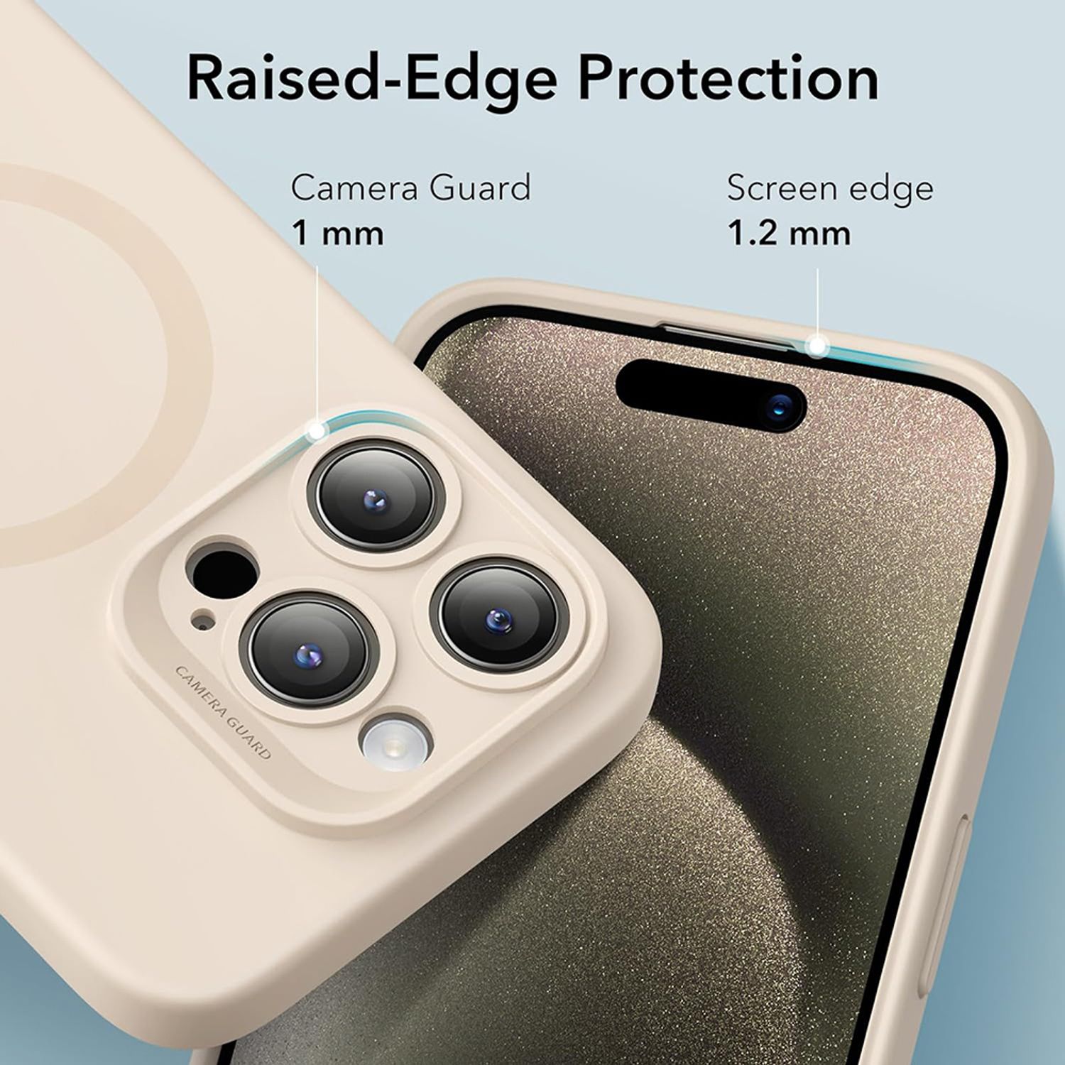 Husa de protectie telefon ESR, Cloud Soft HaloLock, compatibila cu Apple iPhone 15 Pro Max, Crem fotografia produsului View 3 L