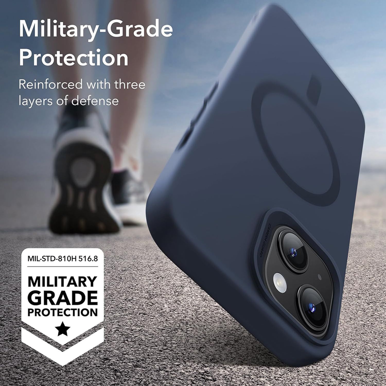 Husa de protectie telefon ESR, Cloud Soft HaloLock, compatibila cu Apple iPhone 15 Plus, Albastru fotografia produsului View 2 L