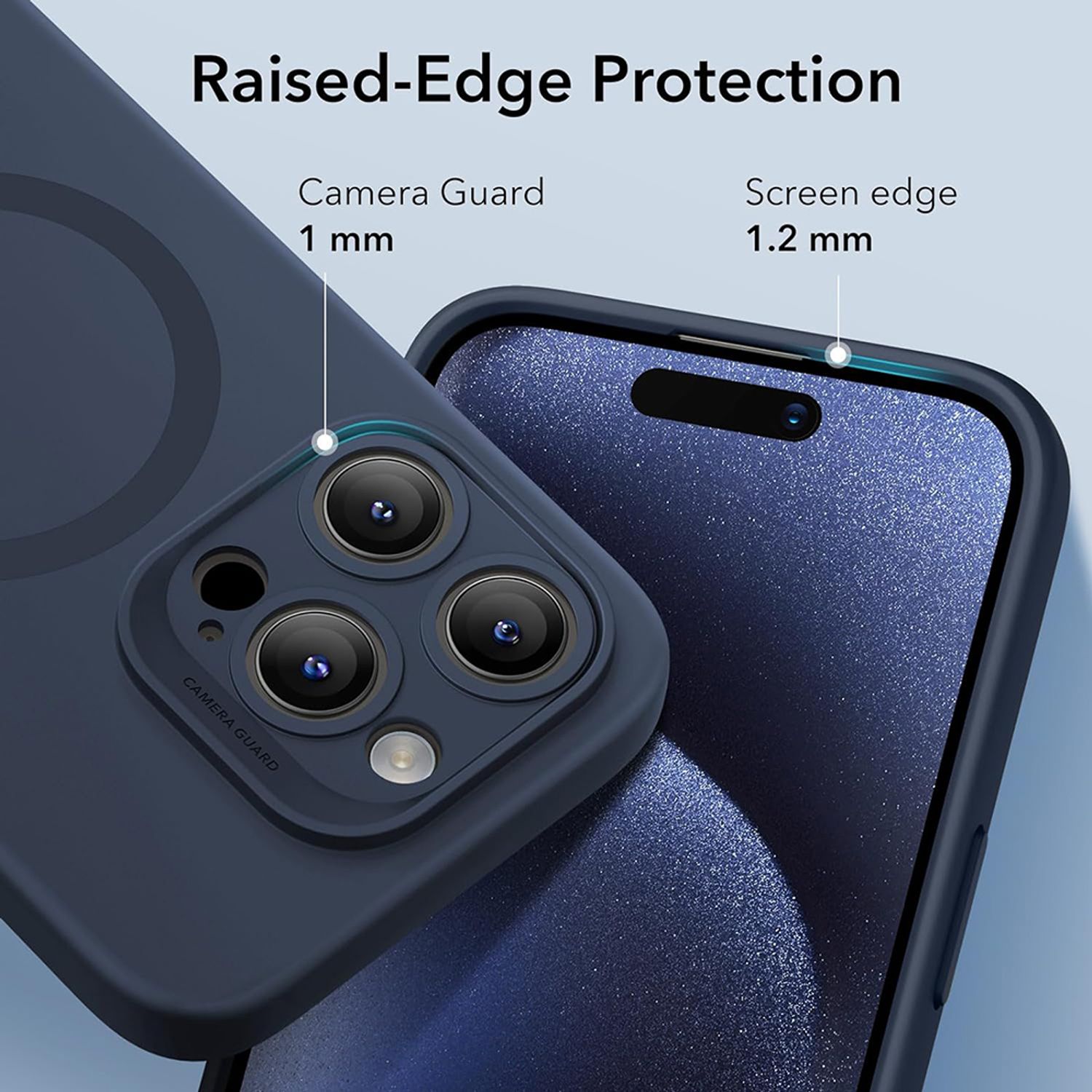 Husa de protectie telefon ESR, Cloud Soft HaloLock, compatibila cu Apple iPhone 15 Pro Max, Albastru fotografia produsului View 2 L