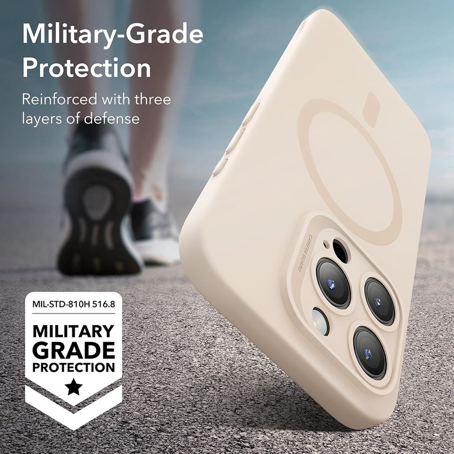 Husa de protectie telefon ESR, Cloud Soft HaloLock, compatibila cu Apple iPhone 15 Pro Max, Crem fotografia produsului View 5 L