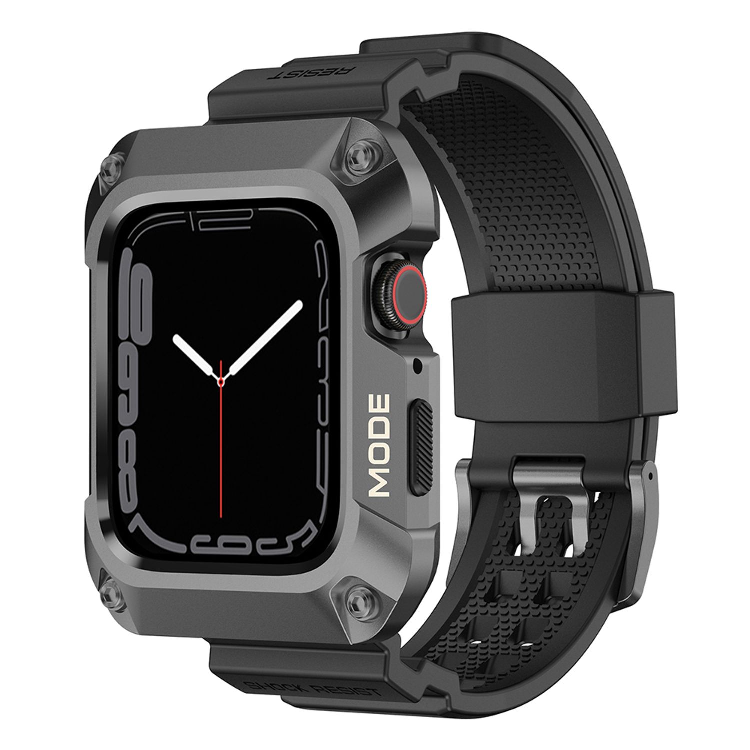 Set Carcasa Metal + Curea ceas UIQ, compatibila cu Apple Watch 7 / 8 / 9, 45mm, Gri - ES00806 fotografia produsului View 3 L