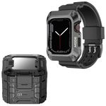 Set Carcasa Metal + Curea ceas UIQ, compatibila cu Apple Watch 7 / 8 / 9, 45mm, Gri - ES00806 fotografia produsului