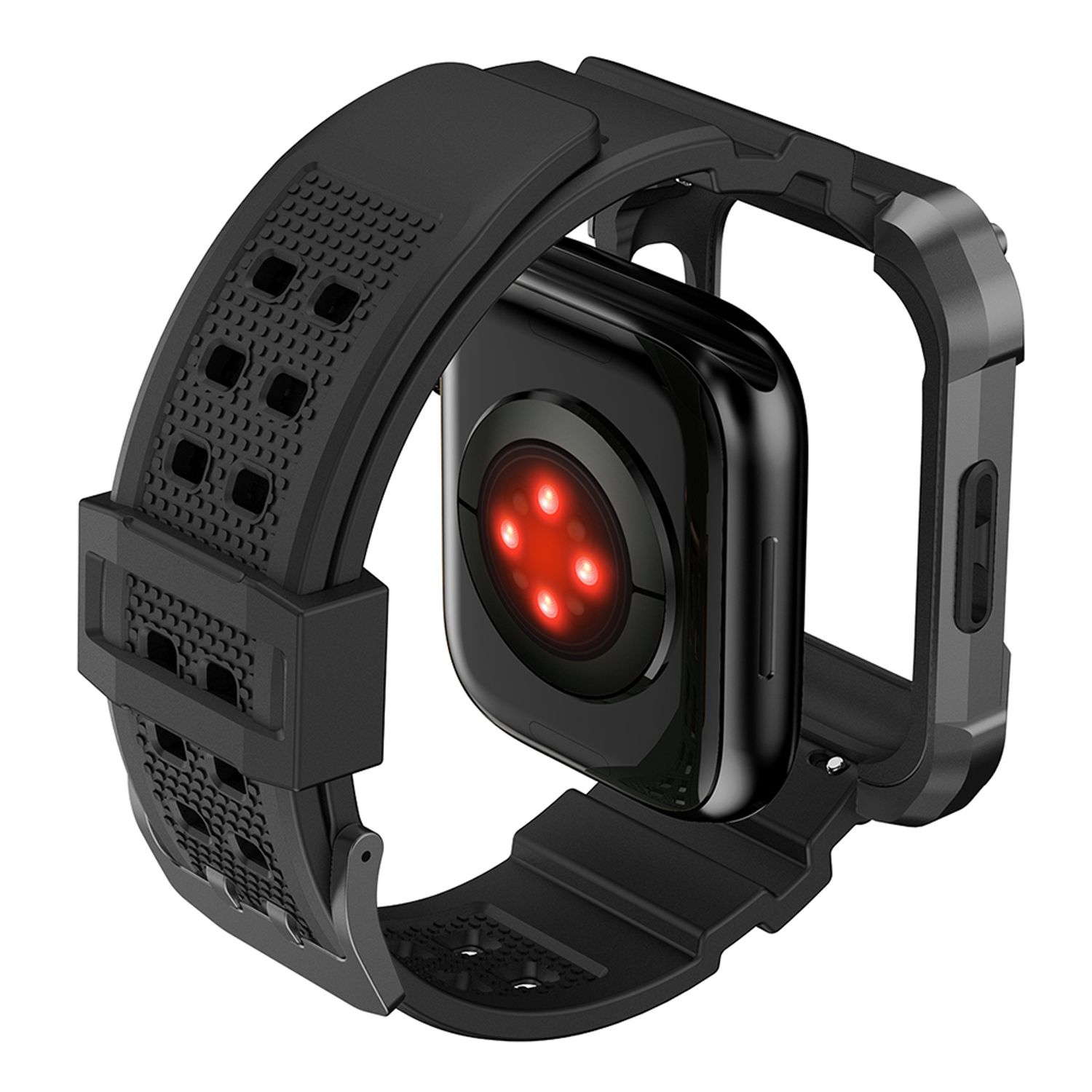 Set Carcasa Metal + Curea ceas UIQ, compatibila cu Apple Watch 7 / 8 / 9, 45mm, Gri - ES00806 fotografia produsului View 5 L