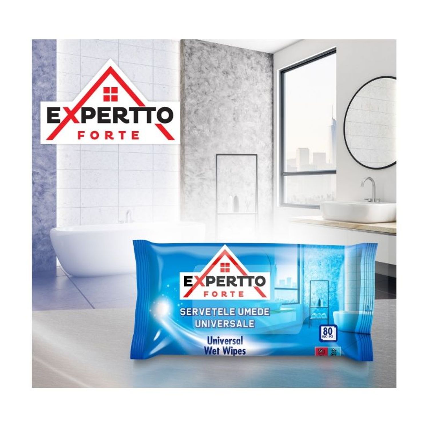 Servetele umede universale Expertto Forte, 80 buc / pachet fotografia produsului View 2 L