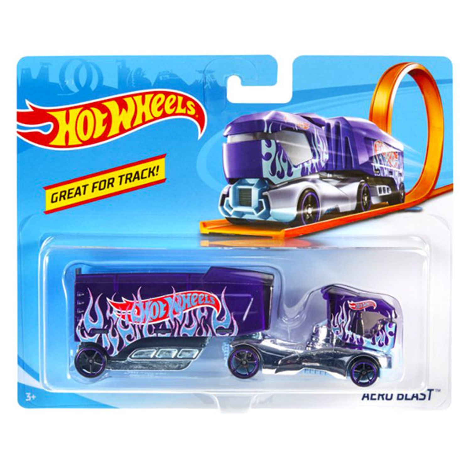 Camion Tractare Hot Wheels, Aero Blast, Mov, 1:64 fotografia produsului