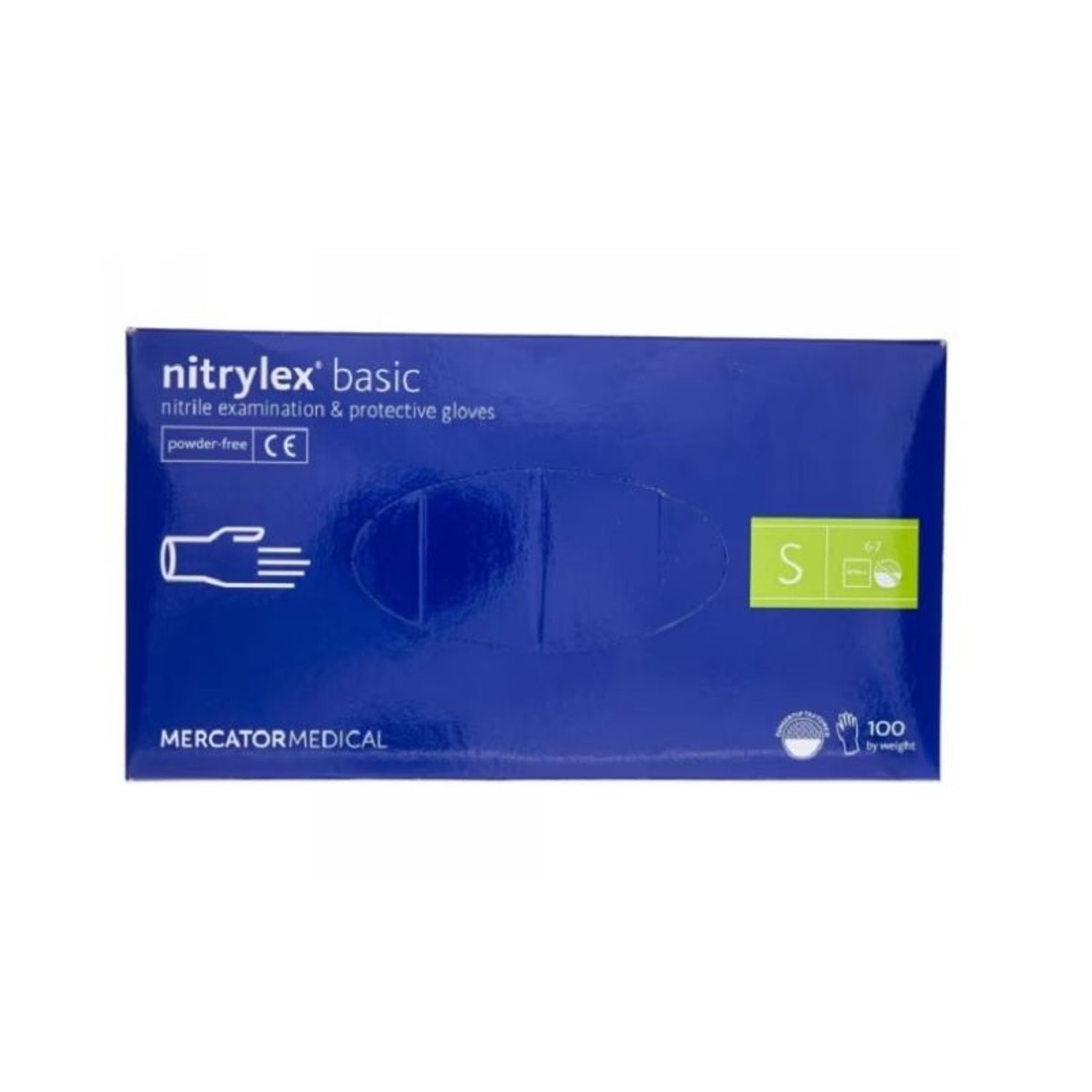 Manusi Examinare nitril, nepudrate, Nitrylex Basic, 100buc/cutie, marimea S, culoarea albastru fotografia produsului View 4 L