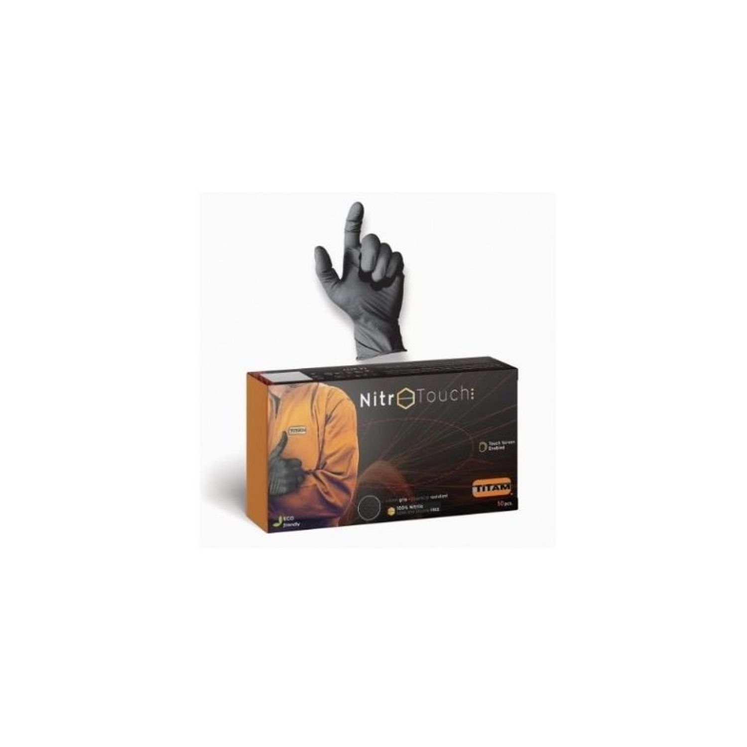 Set 50 de bucati Manusi Nitril, Titam, Nitro Touch, Negru, M, Eco Friendly fotografia produsului