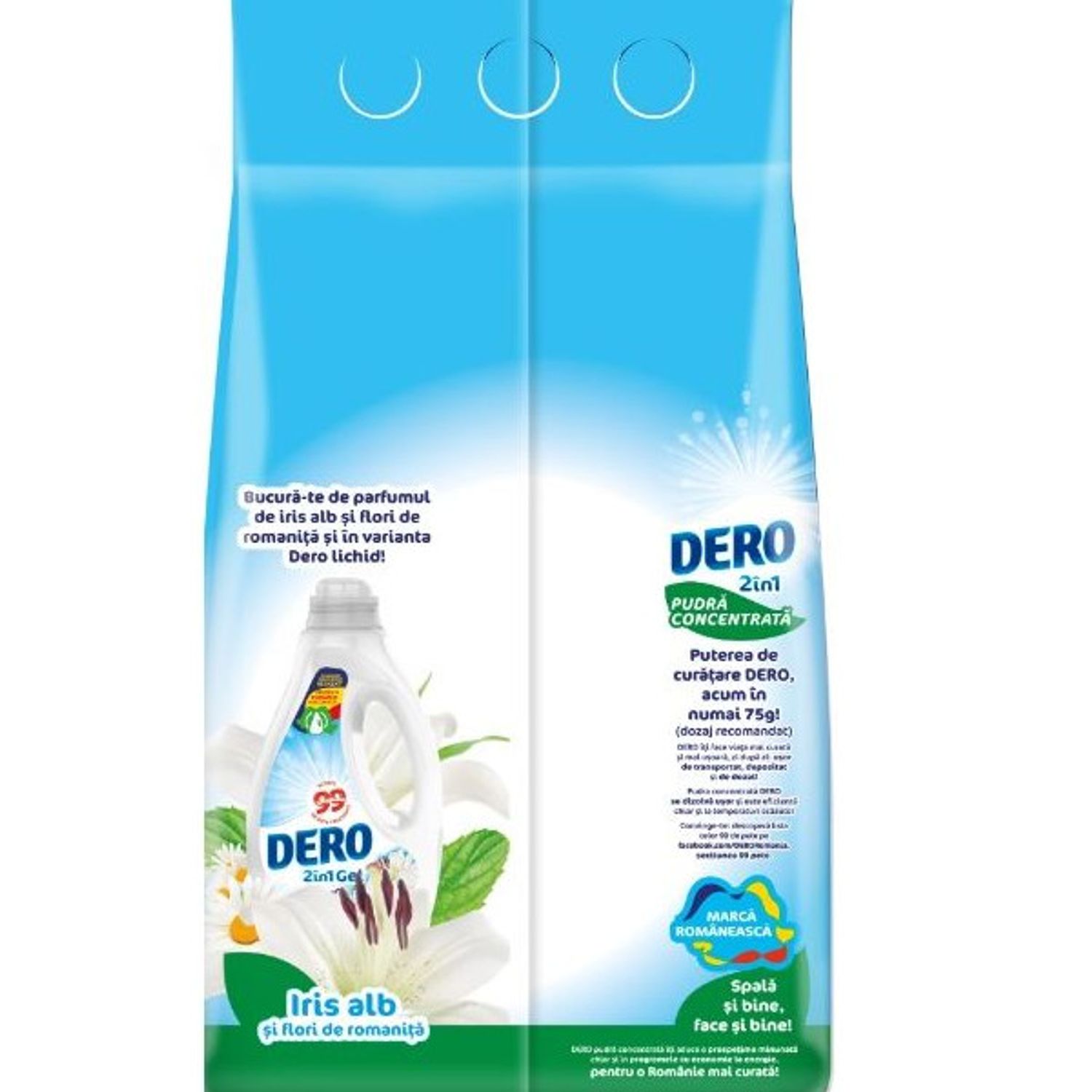 Detergent de rufe pudra Dero 2in1 Iris Alb, 6kg, 60 spalari fotografia produsului View 2 L