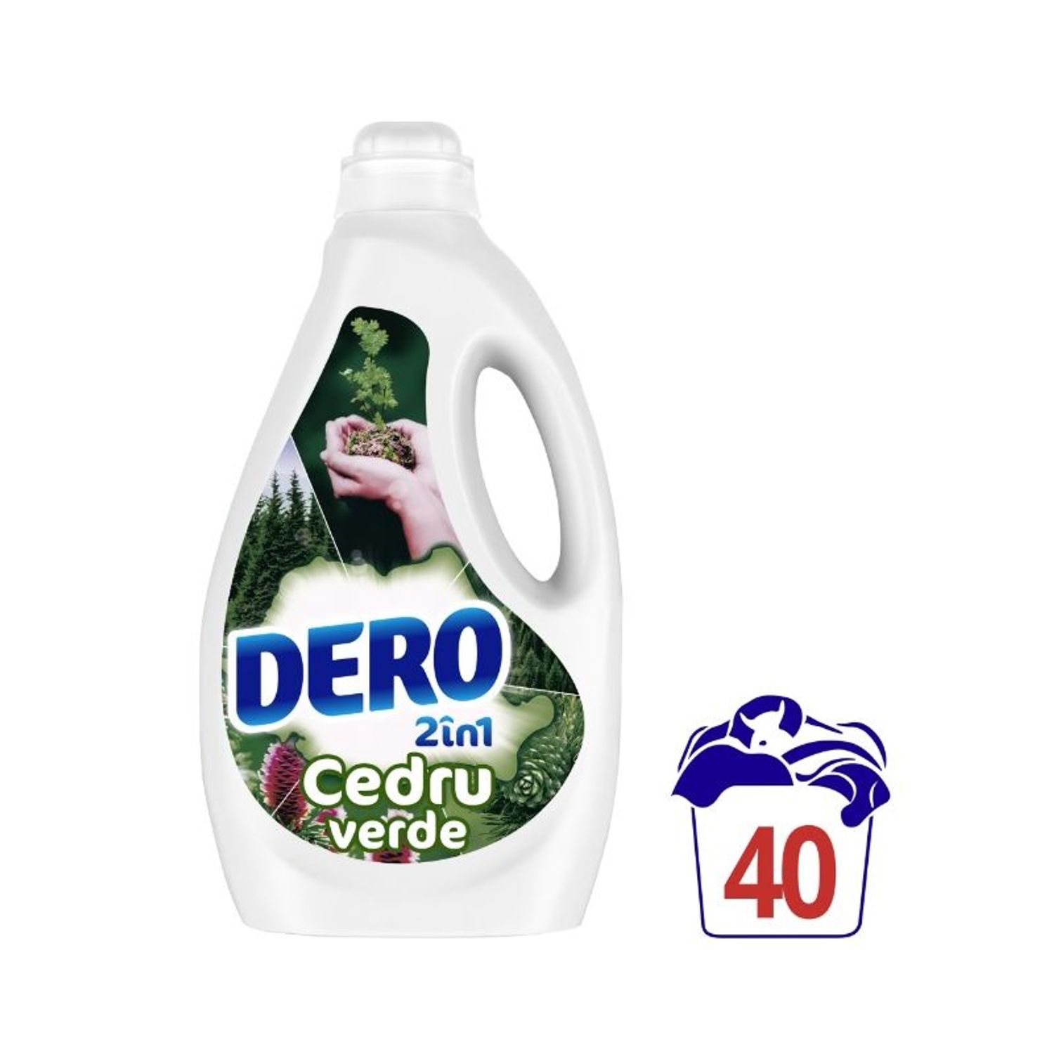 Detergent lichid Dero 2in1 Cedru Verde, 40 spalari, 2L fotografia produsului View 2 L