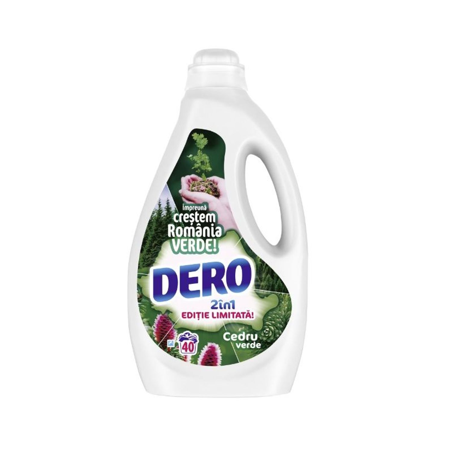 Detergent lichid Dero 2in1 Cedru Verde, 40 spalari, 2L fotografia produsului