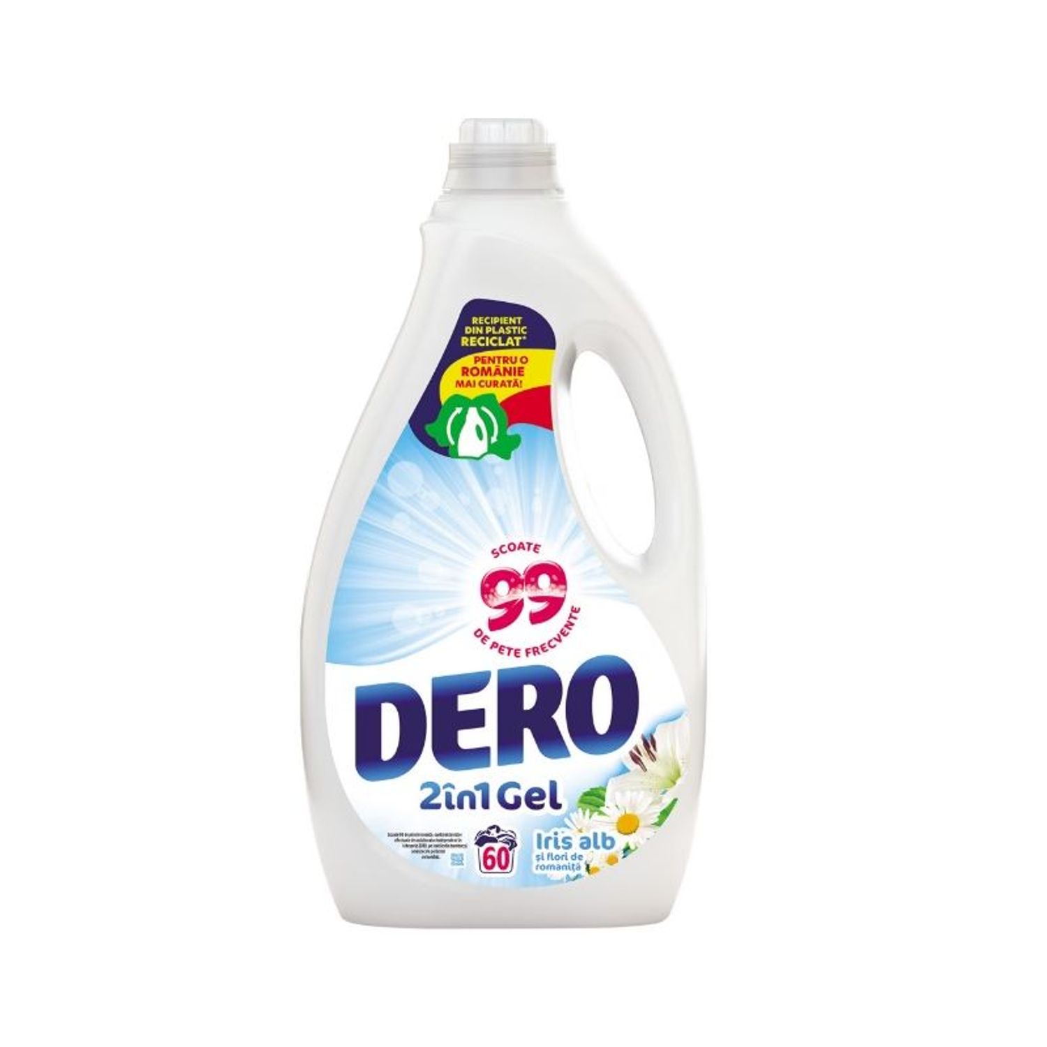 Detergent lichid Dero 2in1 Iris Alb, 60 spalari, 3L fotografia produsului