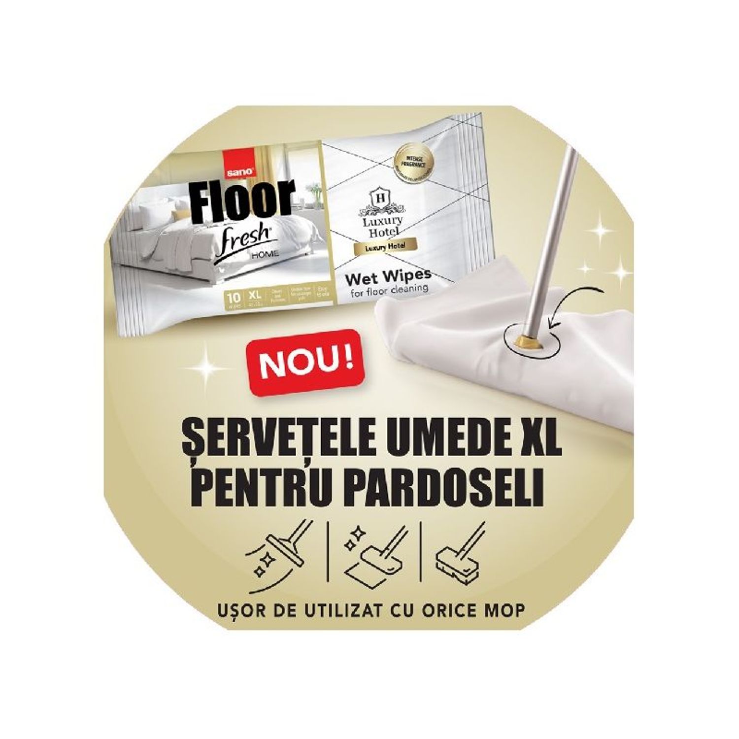 Lavete umede pentru pardoseli Sano Floor Fresh Luxury Hotel, 10 buc, 70x40cm fotografia produsului View 2 L