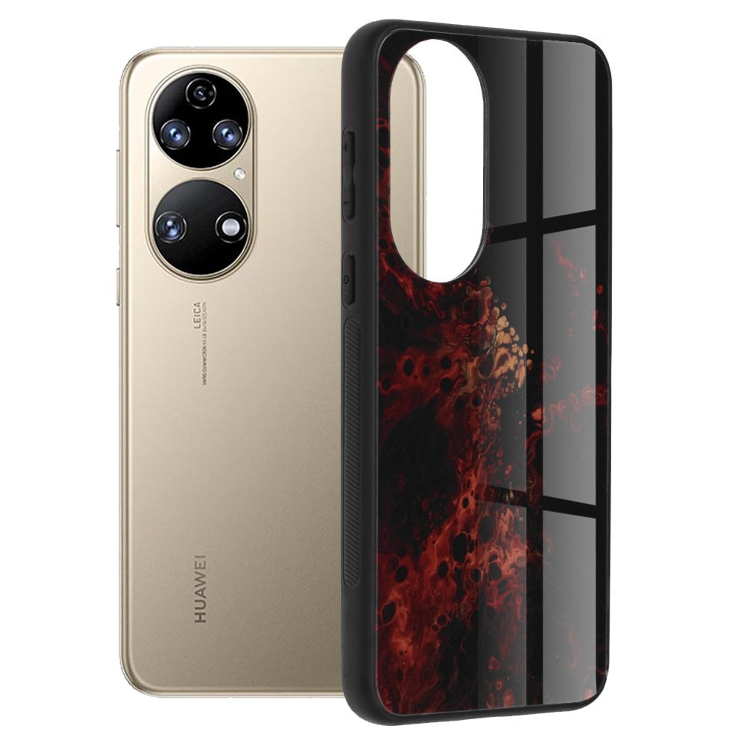 Husa premium cu spate din sticla Techsuit - Glaze Series - Huawei P50 - Red Nebula fotografia produsului