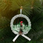 Decor de Craciun, coroana argintie, 10 cm fotografia produsului