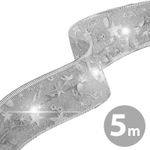 Panglică LED de Crăciun, argintie, 5 m x 5 cm, 2 x AA fotografia produsului
