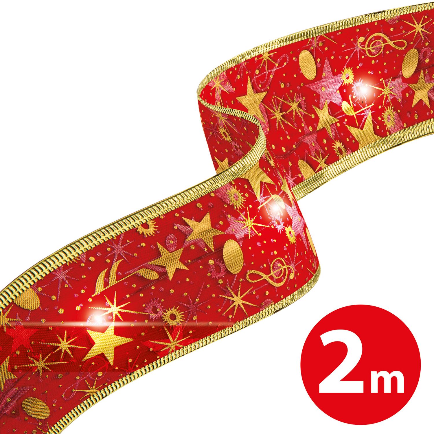 Panglică LED de Crăciun, roșie, 2 m x 5 cm, 2 x AA fotografia produsului