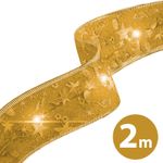 Panglică LED de Crăciun, aurie, 2 m x 5 cm, 2 x AA fotografia produsului