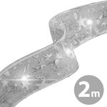 Panglică LED de Crăciun, argintie, 2 m x 5 cm, 2 x AA fotografia produsului
