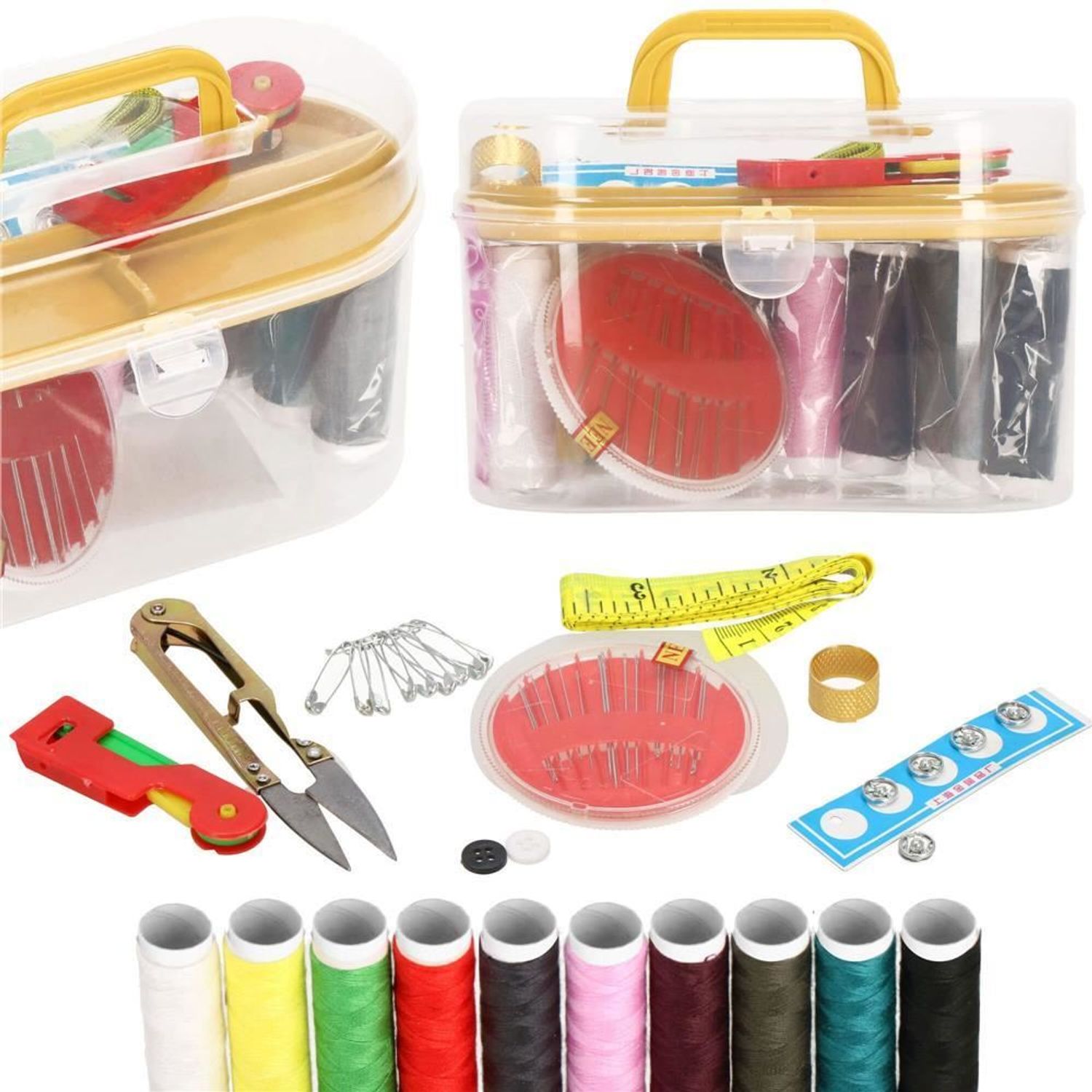 Trusa de croitorie, ace cusut, papiote diverse culori, foarfeca si accesorii, 48 piese, Springos fotografia produsului View 15 L
