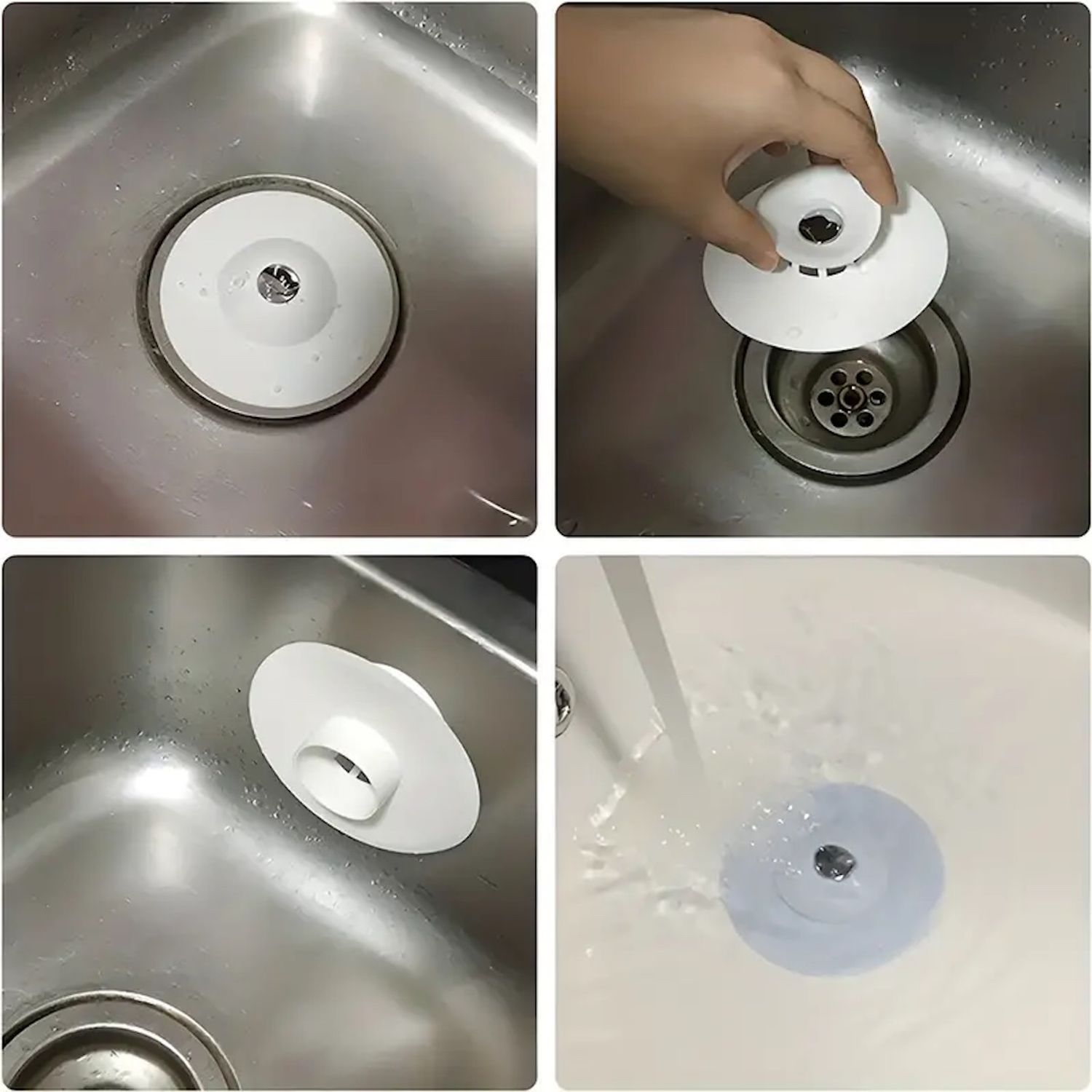 Dop/sita pentru cada/chiuveta, din silicon, diametru 10 cm - Alb fotografia produsului View 2 L