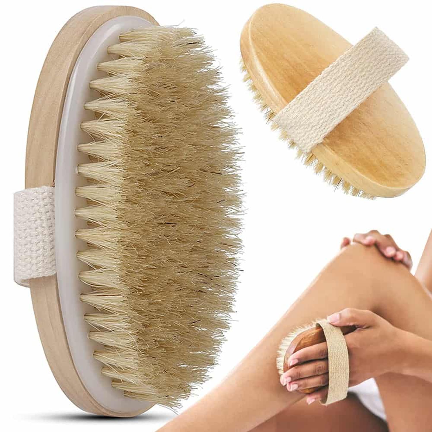 Perie pentru exfoliere si masaj, din lemn cu par natural fotografia produsului View 2 L