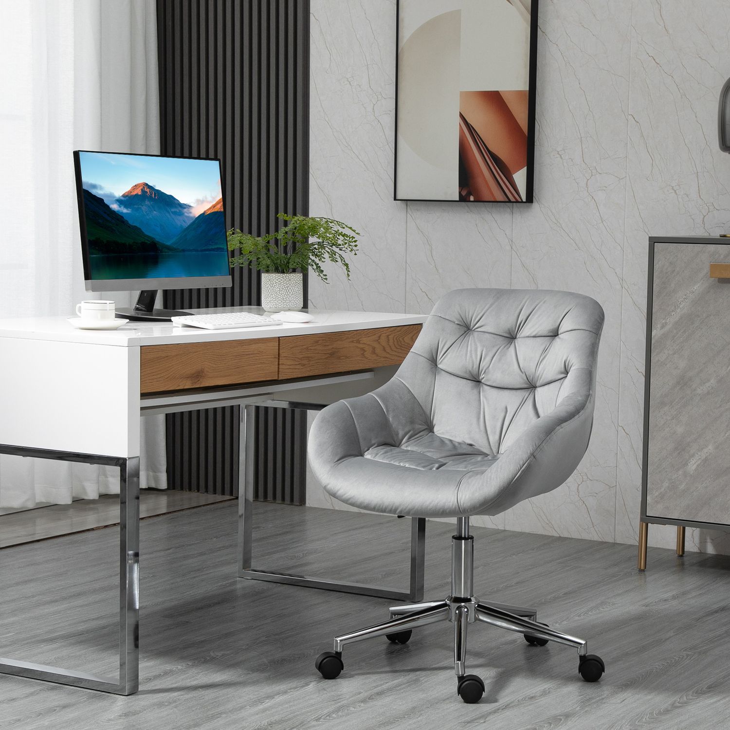 Vinsetto scaun ergonomic de birou, 59x58x80-90 cm, gri fotografia produsului View 3 L