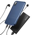 Husa pentru Apple iPhone X cu Splitter Lightning, Baseus Audio Case, Albastru fotografia produsului